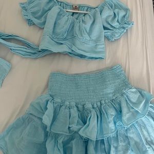 Blue skirt and crop top set